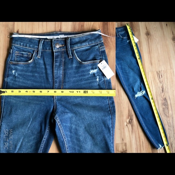 NEW Rockstar 360 Stretch Super Skinny Ripped Ankle Jeans Blue Size 0 Waist 25 - Picture 7 of 16